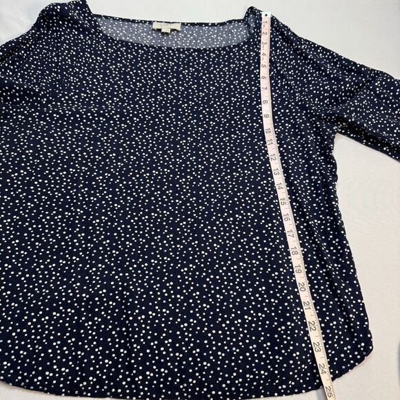 LOFT Women’s Large Navy White Polka Dot Long Sleeve Blouse Casual - Picture 6 of 7